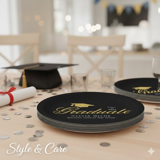 Personalized Black Graduation Celebration Party Papieren Bordje