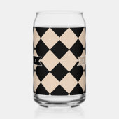 Personalized Black Harlequin Checkered Diamond Blikvorm Glas (Links)