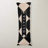 Personalized Black Harlequin Checkered Diamond Lichaamskussen (Voorkant Verticaal)