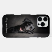 Personalized Black Lab Portrait iPhone Hoesje (Achterkant horizontaal)