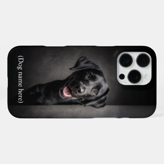 Personalized Black Lab Portrait iPhone Hoesje (Achterkant horizontaal)