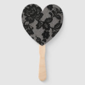 Personalized Black Lace Floral Elegant Monogram Handwaaier (Achterkant)