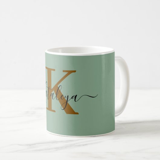 Personalized Black Monogram Coffee Mug with Name Koffiemok (Voorkant rechts)