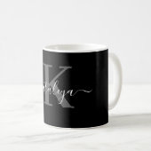 Personalized Black Monogram Coffee Mug with Name Koffiemok (Voorkant rechts)