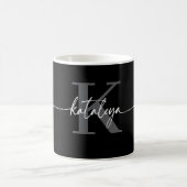 Personalized Black Monogram Coffee Mug with Name Koffiemok (Center)