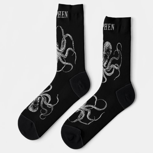 Personalized Black Octopus Socks with Name Sokken (Links)