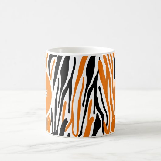 Personalized Black & Orange Animal Print Mug Koffiemok (Center)