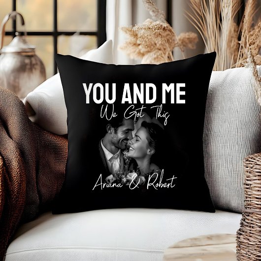 Personalized Black Photo Couple 'You and Me'  Kussen
