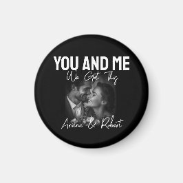 Personalized Black Photo Couple 'You and Me' Magneet