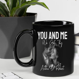 Personalized Black Photo Couple You and Me Mug Tweekleurige Koffiemok