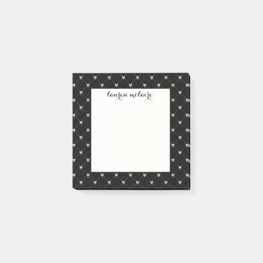 Personalized Black & Pink Bow Script Post-it® Notes (Voorkant)