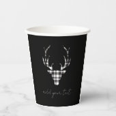 personalized black plaid check deer Christmas pape Papieren Bekers (Voorkant)