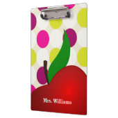 Personalized Black Polka Dot Red Apple Teacher Cli Klembord (Links)
