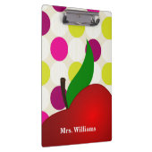 Personalized Black Polka Dot Red Apple Teacher Cli Klembord (Rechts)