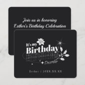 Personalized Black Quote Floral December Birthday Kaart (Voorkant / Achterkant)