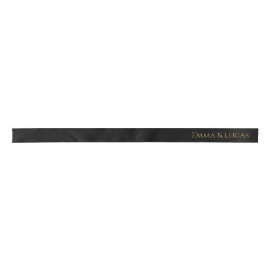 Personalized Black Ribbon with Gold Name Text Satijnen Lint (Voorkant)