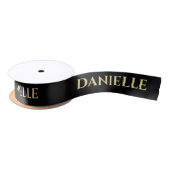 Personalized Black Ribbon with Gold Name Text Satijnen Lint (Spoel)
