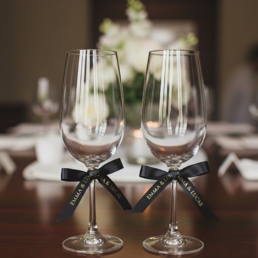 Personalized Black Ribbon with Gold Name Text Satijnen Lint