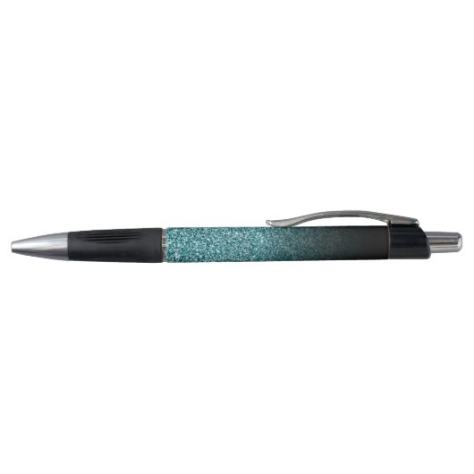 Personalized Black Schabre Faux Teal Glitter Pen (Bovenkant)
