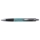 Personalized Black Schabre Faux Teal Glitter Pen (Achterkant)