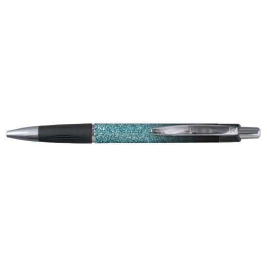 Personalized Black Schabre Faux Teal Glitter Pen (Achterkant)
