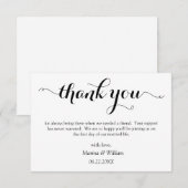 Personalized Black Script Wedding thank you Informatiekaartje (Voorkant / Achterkant)