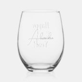 Personalized Black Typography New Year's Eve Party Wijnglas Zonder Voet (Achterkant)
