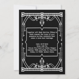Personalized Black Wedding Invitation Card Kaart