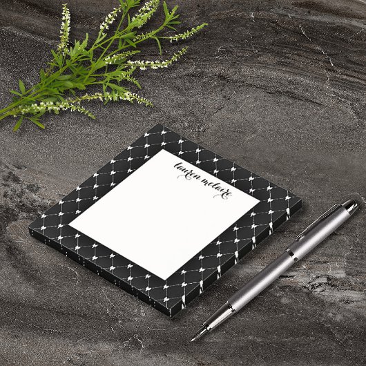 Personalized Black & White Bow Script Post-it® Notes