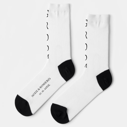 Personalized Black & White GROOM Wedding Socks Sokken (Links)