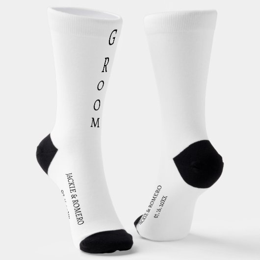 Personalized Black & White GROOM Wedding Socks Sokken (Gebogen)