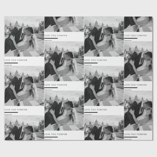 Personalized Black & White Photo Cadeaupapier (Vlak)