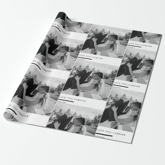 Personalized Black & White Photo Cadeaupapier (Uitgerold)