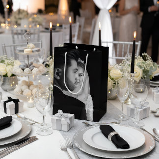 Personalized Black & White Photo Gift Bag Medium Cadeauzakje