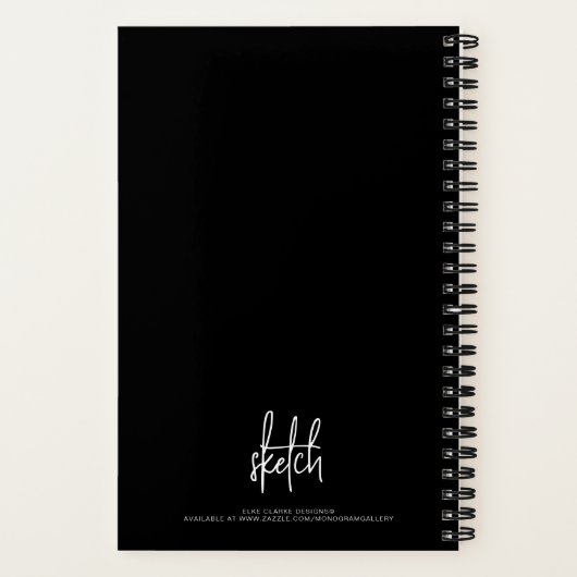 Personalized Black White Script Name Sketchbook Notitieboek (Achterkant)