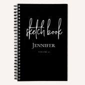 Personalized Black White Script Name Sketchbook Notitieboek (Voorkant)