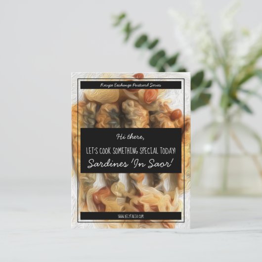 Personalized Black White Script Recipe Exchange Briefkaart (Staand voorkant)