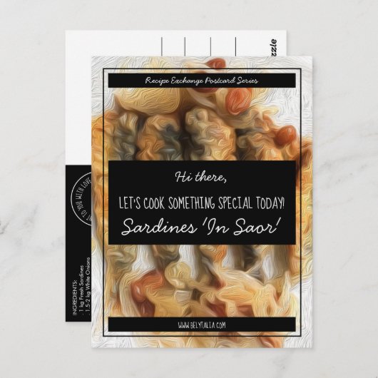 Personalized Black White Script Recipe Exchange Briefkaart (Voorkant / Achterkant)