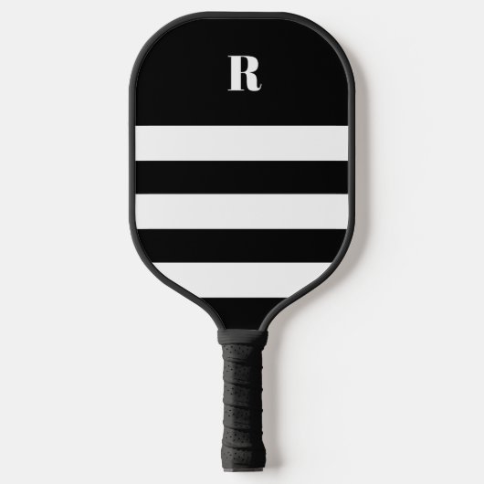 Personalized Black & White Striped   Pickleball Paddle (Voorkant)