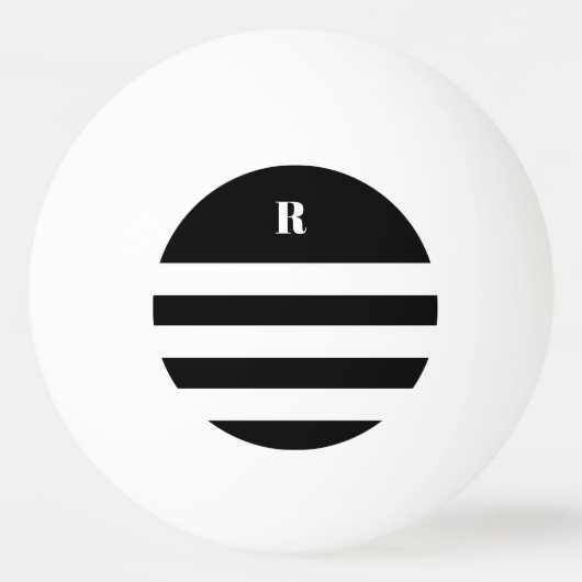 Personalized Black & White Striped   Pingpongbal (Voorkant)