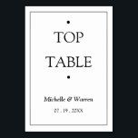 Personalized Black & White TOP Kaart<br><div class="desc">Personalized Minimalist Black & White TOP Table Card</div>