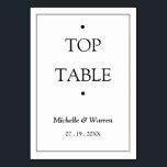 Personalized Black & White TOP Kaart<br><div class="desc">Personalized Minimalist Black & White TOP Table Card</div>
