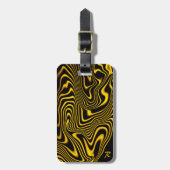 Personalized Black Yellow Gold Swirls Texture Bagagelabel (Voorkant verticaal)