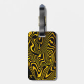 Personalized Black Yellow Gold Swirls Texture Bagagelabel (Achterkant verticaal)
