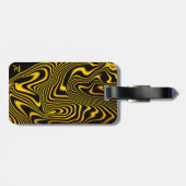 Personalized Black Yellow Gold Swirls Texture Bagagelabel (Achterkant horizontaal)