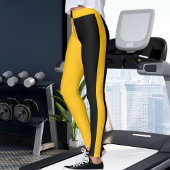 Personalized Black Yellow Orange Stripes Yoga Gift Leggings