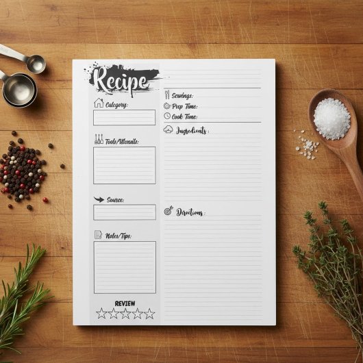 Personalized Blank Basic Recipe Pages Notitieblok