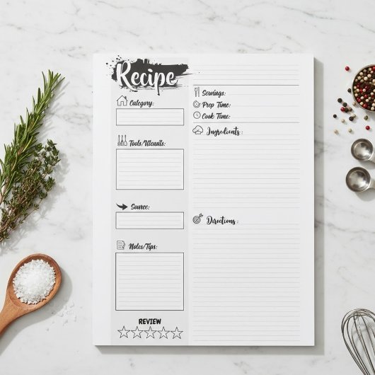 Personalized Blank Basic Recipe Pages Notitieblok