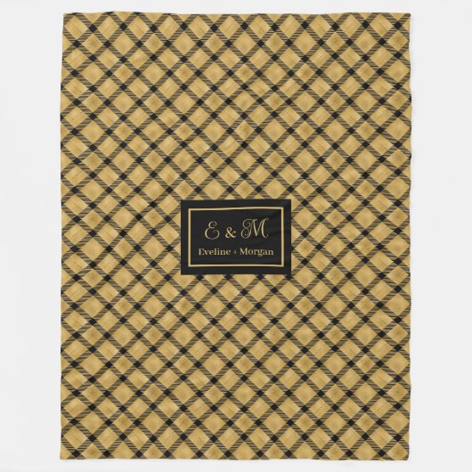 Personalized Blanket Black Gold Modern Wedding Gif Fleece Deken (Voorkant)