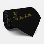 Personalized Bloom Design Custom Name Neck Tie Stropdas (Opgerold)